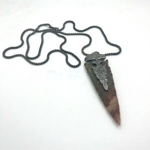 Extra Long 36” Arrowhead Necklace Rhinestone Dagger Boho Statement